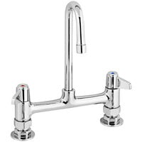 Equip by T&S 5F-8DLX03 Deck Mounted Faucet with 2 13/16" Gooseneck Spout, 8" Centers, Laminar Flow Device, and Lever Handles