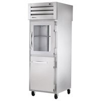 True STG1RPT-1HG/1HS-1G-HC Spec Series 27 1/2" Glass and Solid Front Half Door / Glass Back Full Door Pass-Through Refrigerator with PVC-Coated Shelves