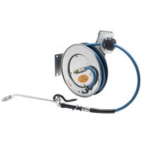 T&S B-7132-10 35' Open Stainless Steel Hose Reel with EB-2322 Extended Spray Wand