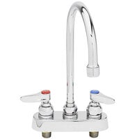 T&S B-1141 Deck Mounted Workboard Faucet with 4" Centers - 5 3/4" Swivel Gooseneck Spout