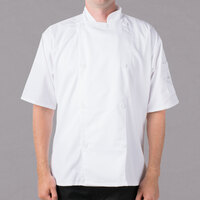 Mercer Culinary Genesis® Unisex Lightweight White Customizable Short Sleeve Chef Jacket M61012WH - M