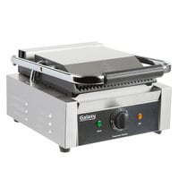 Galaxy P68 Single Panini Sandwich Grill with Grooved Plates - 8 1/2" x 8 1/2" Cooking Surface - 120V, 1750W