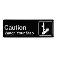 Thunder Group Caution, Watch Your Step Sign - Black and White, 9" x 3"