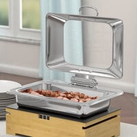 Acopa Voyage 8 Qt. Full Size Stainless Steel Induction Chafer with Glass Top and Soft-Close Lid