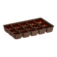 6 7/8" x 4 1/4" x 7/8" Brown 15-Cavity Candy Tray - 250/Case
