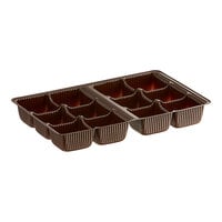 6 7/8" x 4 1/4" x 7/8" Brown 12-Cavity Candy Tray - 250/Case