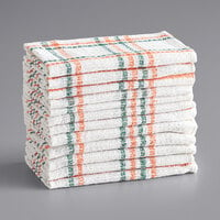 Choice 13" x 15" Striped Cotton Waffle-Weave Dish Cloth - 12/Pack