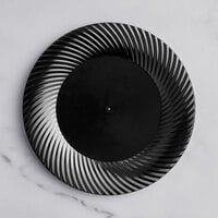 Visions Wave 7" Black Plastic Plate - 18/Pack