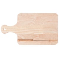 Choice 9 1/2" x 7 1/2" Wooden Serving / Cutting Board with Knife Slot and 4" Handle