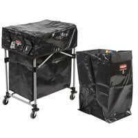 Rubbermaid Laundry Cart, 4 Bushel Deluxe Collapsible X-Cart with Black Cover and Extra 4 Bushel Bag