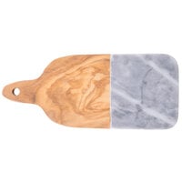 American Metalcraft OWBG8 6" x 3 1/2" Olive Wood and Gray Marble Serving Board