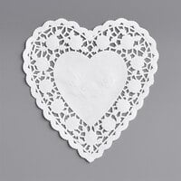 White 6" Paper Heart Doilies - 1000/Case