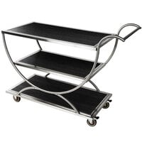 Eastern Tabletop WT6838 49" x 22" x 34" 3-Tier Pram Flip Cart with Stainless Steel Frame and Reversible Wood Shelves