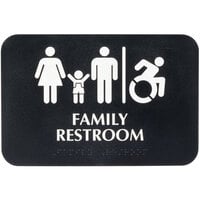 Tablecraft 695651 ADA Family Restroom / Handicap Accessible Restroom Sign with Braille - Black and White, 9" x 6"