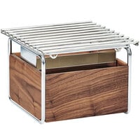 Cal-Mil 3711-49 Mid-Century 12" x 12" Chafer Alternative with Wind Guard and Walnut and Chrome Frame