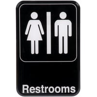 restrooms sign - Black and White, 9" x 6"