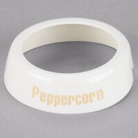 Tablecraft CB14 Imprinted White Plastic "Peppercorn" Salad Dressing Dispenser Collar with Beige Lettering