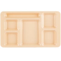 Cambro 1596CW133 Camwear (2 x 2) 9" x 15" Ambidextrous Heavy-Duty Polycarbonate NSF Beige 6 Compartment Serving Tray - 24/Case