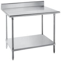 Advance Tabco SKG-243 24" x 36" 16 Gauge Super Saver Stainless Steel Commercial Work Table with Undershelf and 5" Backsplash