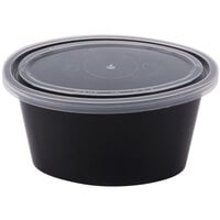 Newspring YE502-B ELLIPSO 2 oz. Black Oval Souffle / Portion Cup with Clear Lid - 1000/Case