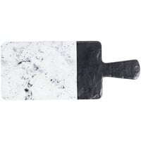 Elite Global Solutions M127RCSM Horizon Slate 12" x 7" Faux Slate and Marble Rectangular Serving Board with Handle