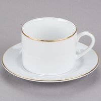10 Strawberry Street GL0009 6 oz. Gold Line Porcelain Can Cup with Saucer - 24/Case