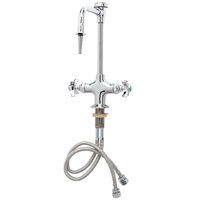 T&S BL-5704-08 Deck Mounted Laboratory Faucet with Flex Inlets, 5 5/8" Rigid Vacuum Breaker Nozzle (Serrated Tip), 4-Arm Handles, and Eterna Cartridges
