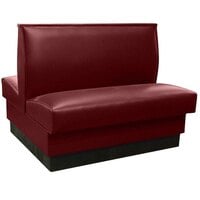 American Tables & Seating 46" Long Sangria Plain Double Back Fully Upholstered Booth - 36" High