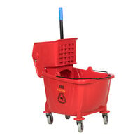 Lavex 35 Qt. Red Mop Bucket & Side Press Wringer Combo