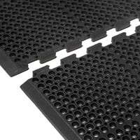 Cactus Mat 4420-CEWB VIP Duralok 3' 2" x 5' 1" Black End Interlocking Anti-Fatigue Anti-Slip Floor Mat with Beveled Edge - 3/4" Thick