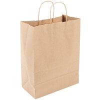 Duro 10" x 5" x 13" Missy Natural Kraft Paper Shopping Bag with Handles - 250/Bundle