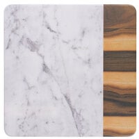 Elite Global Solutions M13M Sierra 13" Faux Hickory Wood and Carrara Marble Square Serving Board