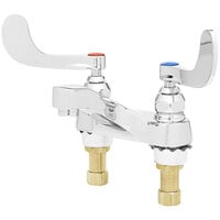 T&S B-0890 Deck Mounted Medical Lavatory Faucet with Eterna Cartridges, 4" Wrist Action Handles, and 4" Centers ADA Compliant