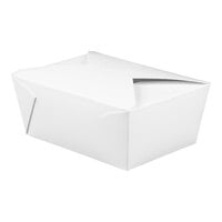 Fold-Pak 04BPWHITEM Bio-Pak 8" x 6" x 3" White Microwavable Paper #4 Take-Out Containers - 160/Case