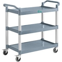 Choice Gray Utility / Bussing Cart with Three Shelves - 42" x 20"