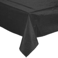 Intedge 52" x 90" Black Solid Vinyl Table Cover with Flannel Back