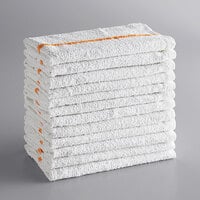 Choice 16 inch x 19 inch Gold Striped 32 oz. Cotton Bar Towel - 12/Pack