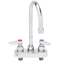 T&S B-1140 Deck Mounted Workboard Faucet with 3 1/2" Centers and 5 3/4" Swivel Gooseneck Spout