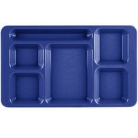 Cambro 1596CW186 Camwear (2 x 2) 9" x 15" Ambidextrous Heavy-Duty Polycarbonate NSF Navy Blue 6 Compartment Serving Tray - 24/Case
