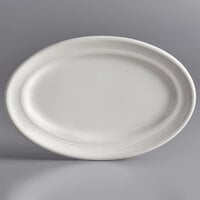 Tuxton CWH-096 Concentrix 9 3/4" x 6 1/2" White Oval China Platter - 24/Case