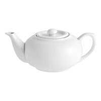 Acopa 32 oz. Bright White Porcelain Teapot with Sunken Lid