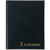 Adams ARB8003M 7" x 9 1/4" Black Three Column 80-Page Account Book
