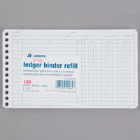 Adams ARB58100 5 inch x 8 1/2 inch Green / White Ledger 6-Ring Binder Refill Sheets - 100/Pack