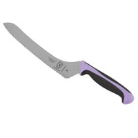 Mercer Culinary M23890PU Millennia Colors® 9" Offset Serrated Edge Bread / Sandwich Knife with Purple Handle