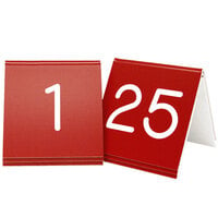 Cal-Mil 269A-1 3" x 3" Red Engraved Number Table Tents - 1 to 25