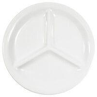 Elite Global Solutions DC103 Merced 10" White Round 3-Compartment Melamine Plate - 6/Case