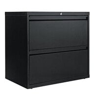 Alera ALEHLF3029BL Black Two-Drawer Metal Lateral File Cabinet - 30" x 19 1/4" x 28 3/8"