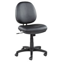 Alera ALEIN4819 Interval Black Leather Office Chair with Black Swivel Nylon Base
