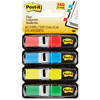 3M 6834 Post-It® 1/2" Assorted Primary Color Page Flag with Dispenser   - 4/Pack