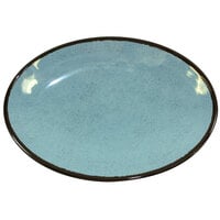 Elite Global Solutions D8512OVM Mojave Vintage California 12 1/2" x 8 1/2" Cameo Blue Oval Crackle Plate - 6/Case